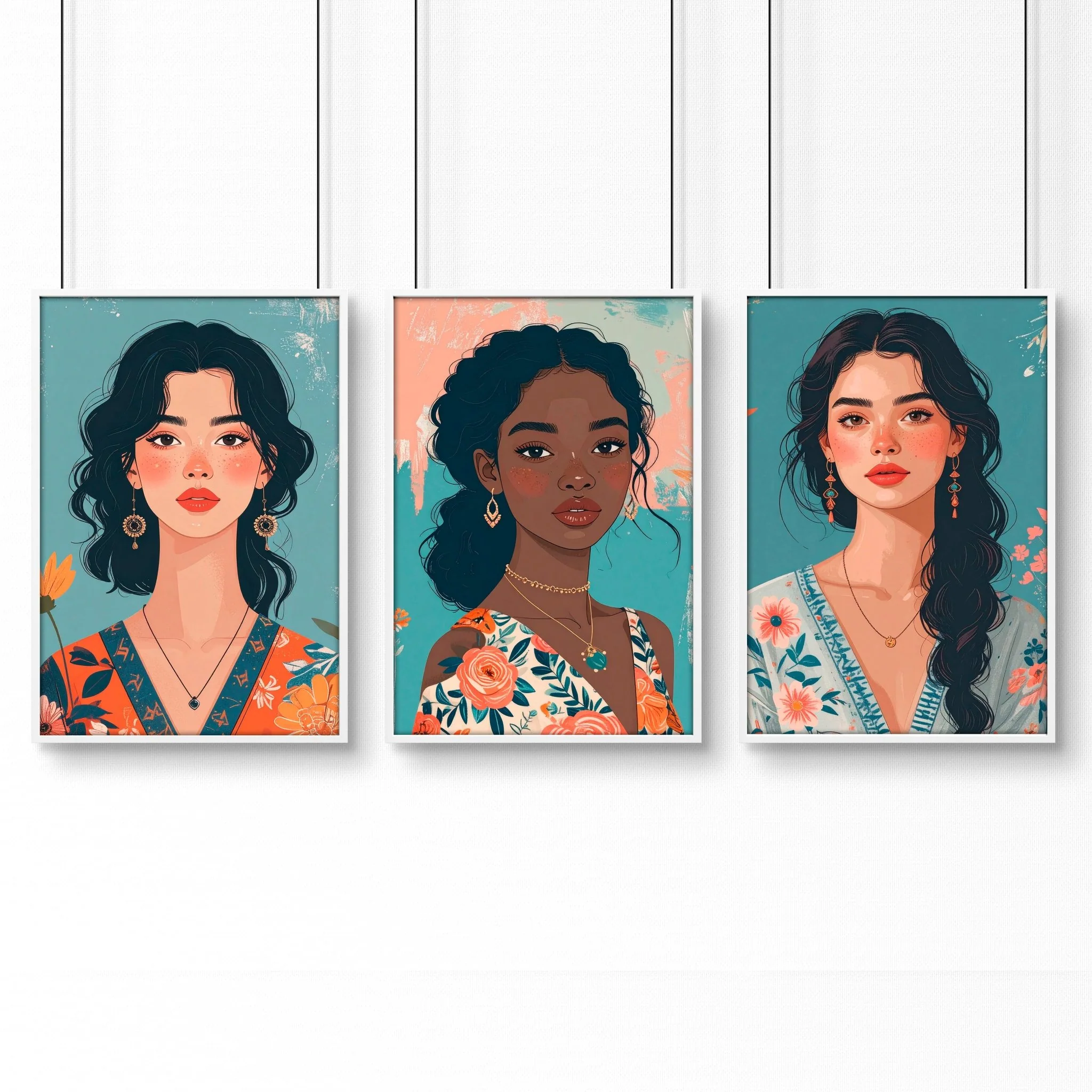 Artwork For Living Room Walls | Set of 3 Boho Women Wall art Prints - Image 18