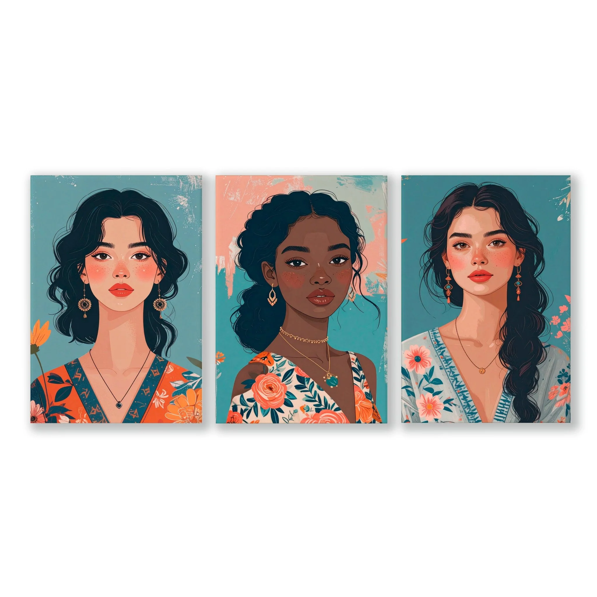 Artwork For Living Room Walls | Set of 3 Boho Women Wall art Prints - Image 20