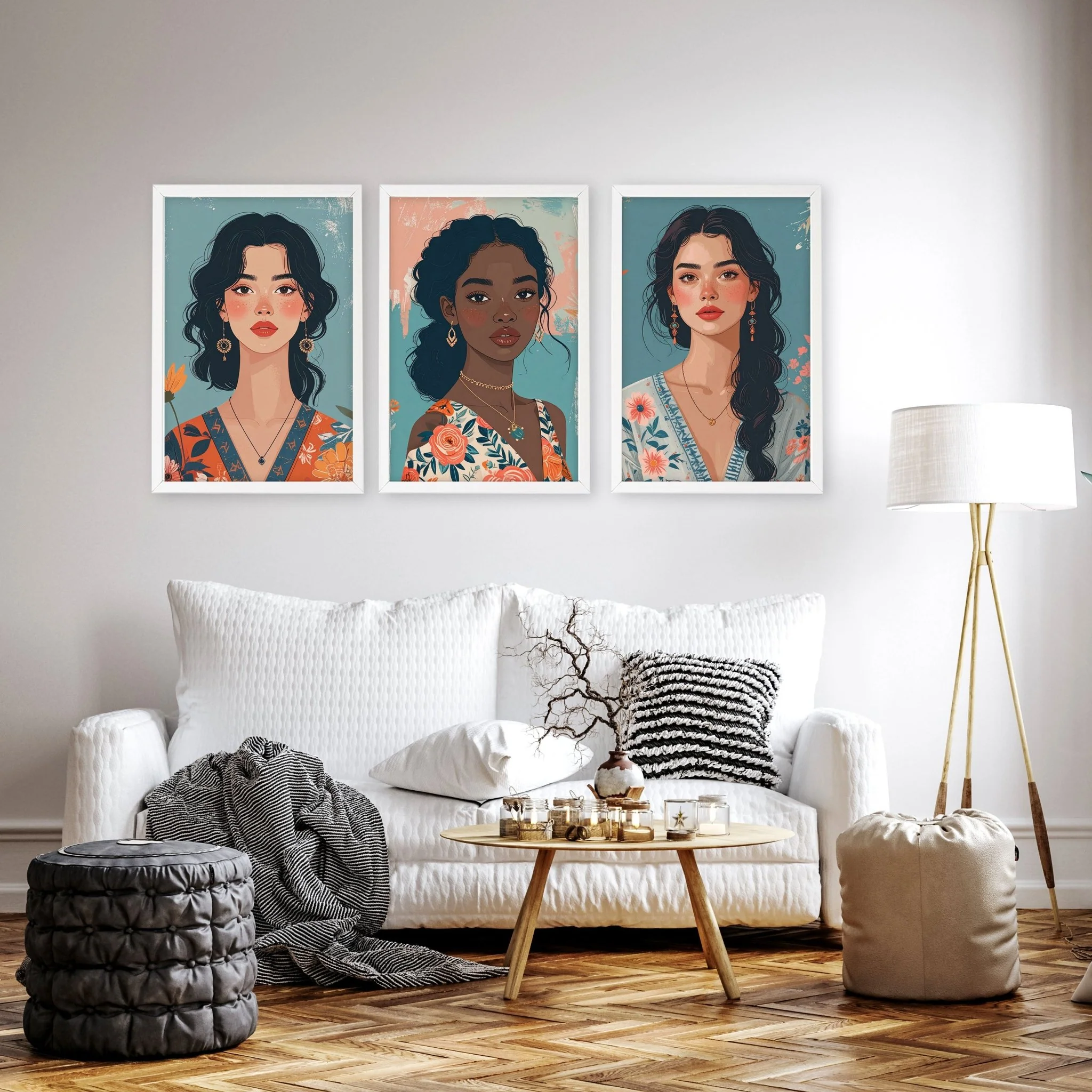 Artwork For Living Room Walls | Set of 3 Boho Women Wall art Prints - Image 6