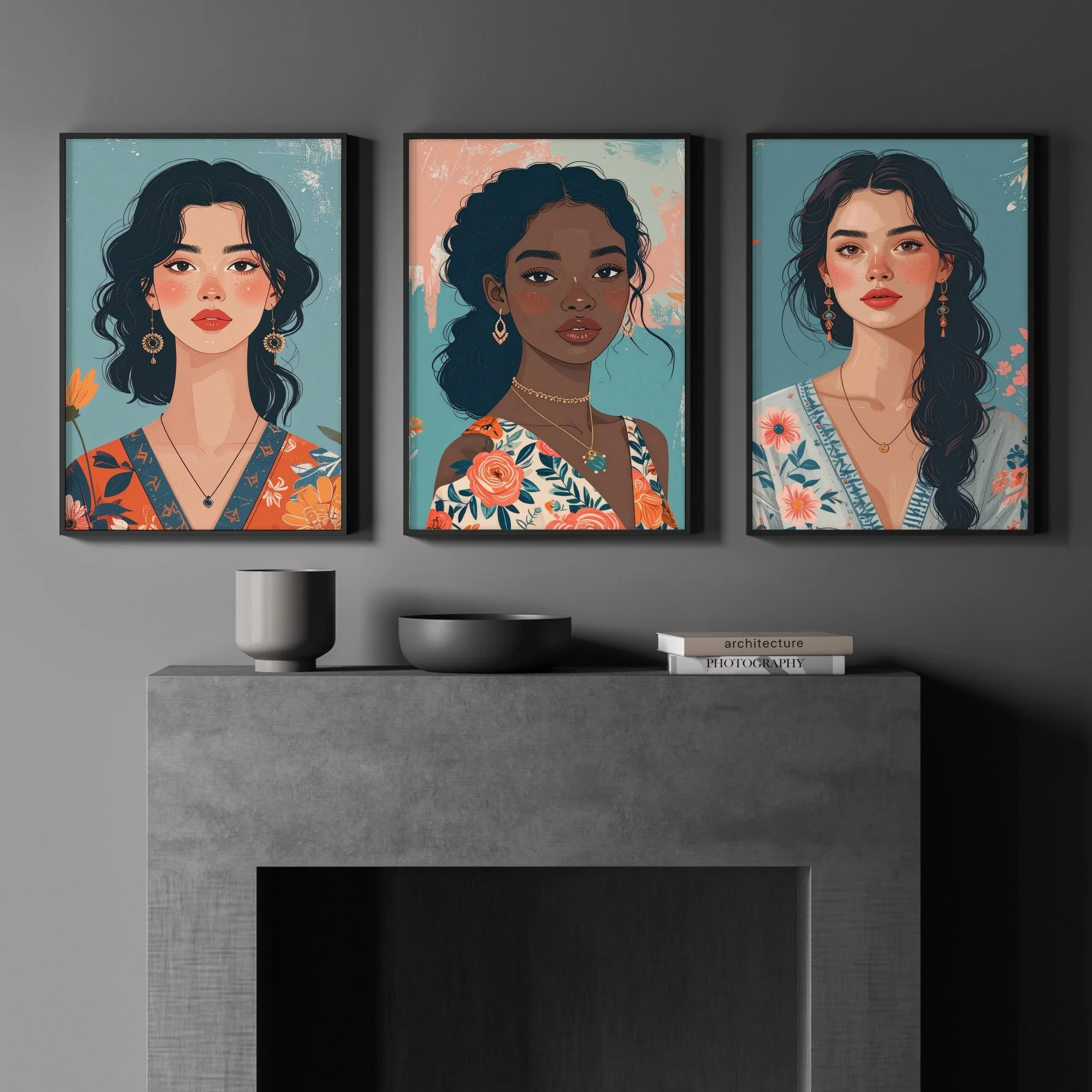 Artwork For Living Room Walls | Set of 3 Boho Women Wall art Prints - Image 8