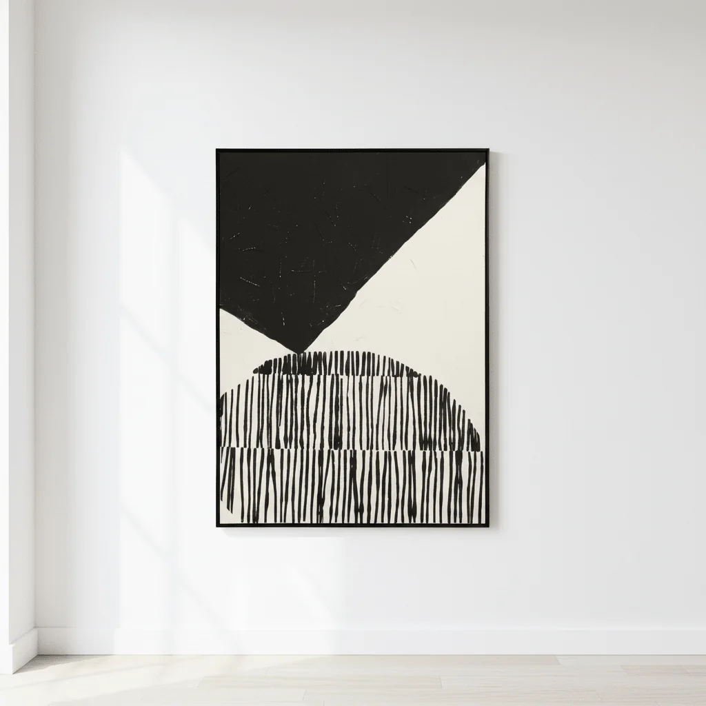 Astratto Black and White Abstract Textured Wall Art - Image 3