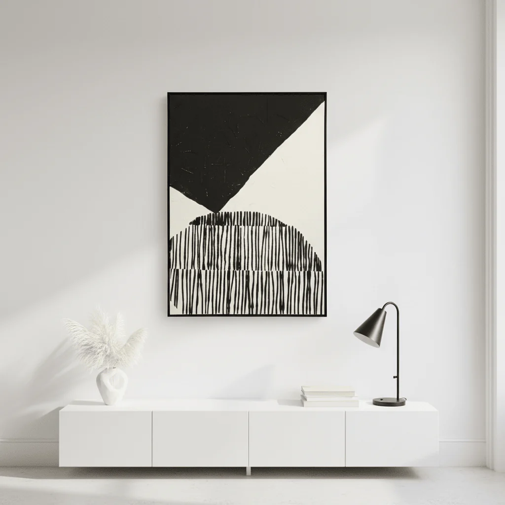 Astratto Black and White Abstract Textured Wall Art - Image 4