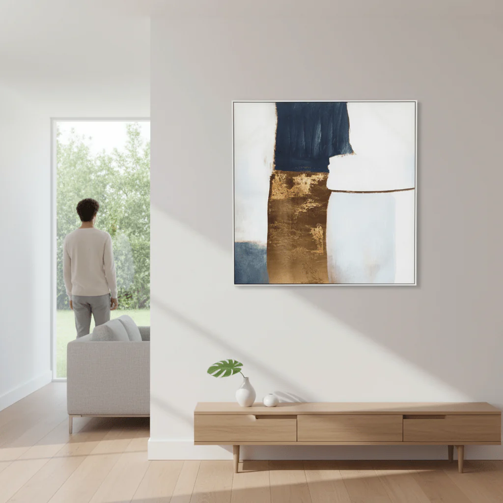 Astratto Blue And Gold Foil Wall Art - Image 2