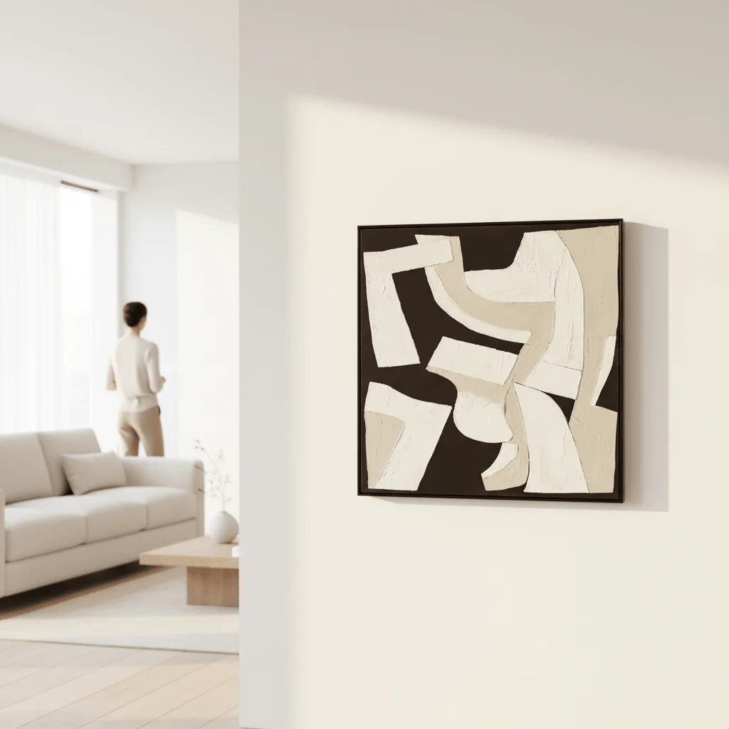 Astratto Monochrome Abstract Textured Wall Art - Image 2