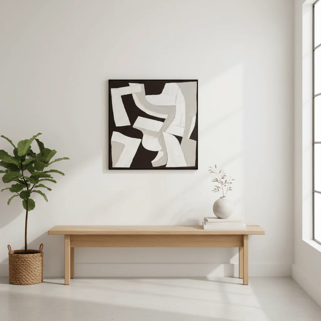 Astratto Monochrome Abstract Textured Wall Art - Image 3
