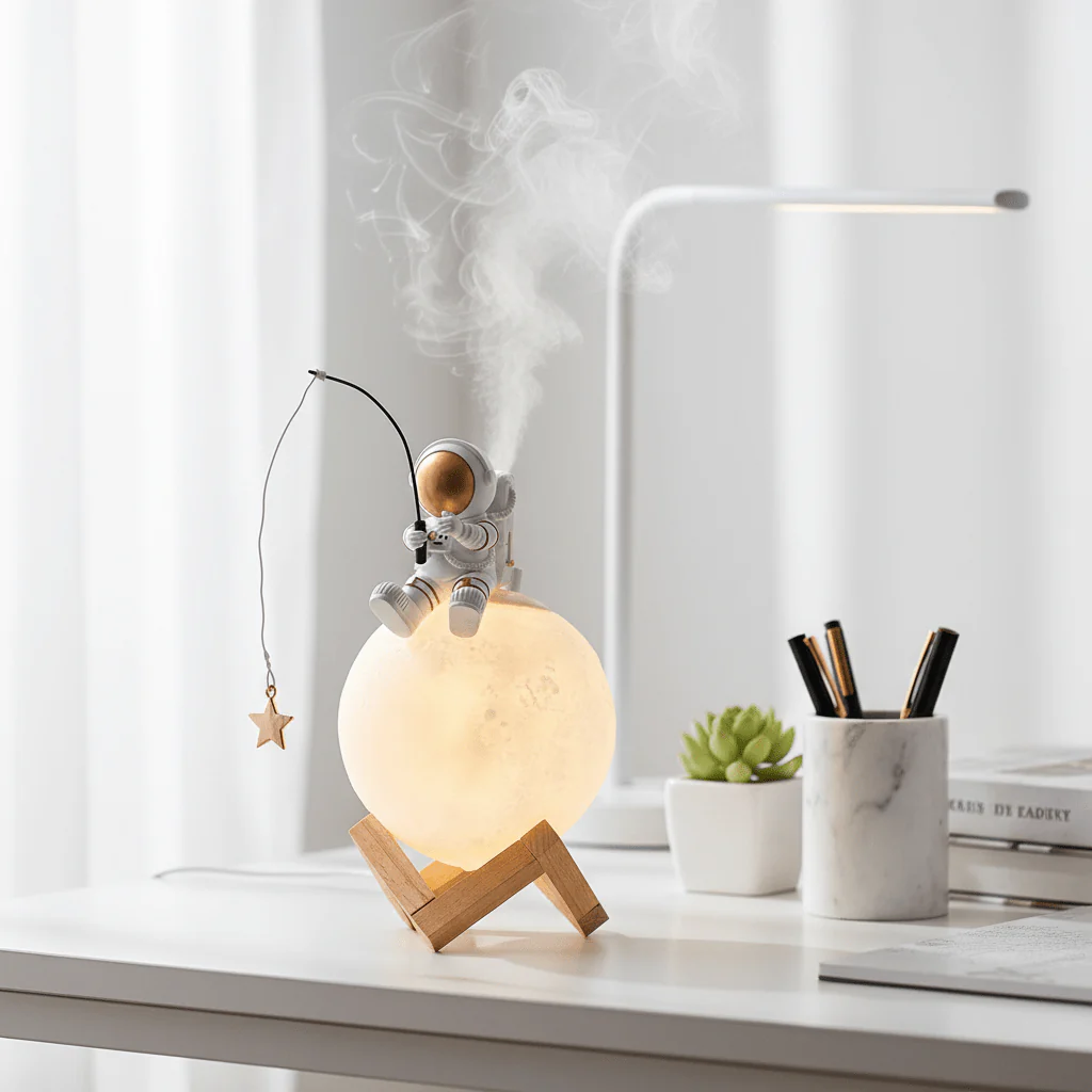 Astronaut Figurines Home Decoration Resin Space Man Miniature Night Light Humidifier Cold Fog Machine Accessories - Image 3