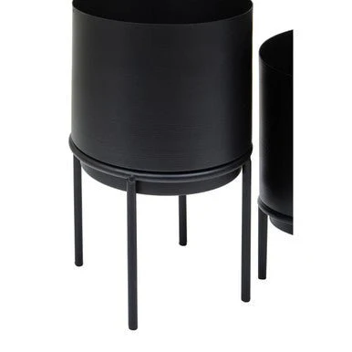 Avento Set Of Three Black Finish Planters - Image 6