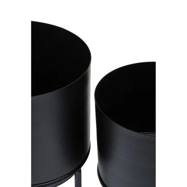 Avento Set Of Three Black Finish Planters - Image 8