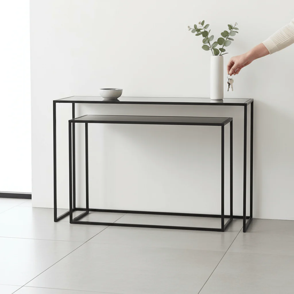 Avento Set Of Two Black Console Tables - Image 2
