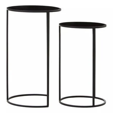 Avento Set Of Two Round Black Plant Stands - Image 5