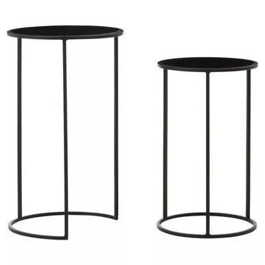 Avento Set Of Two Round Black Plant Stands - Image 6