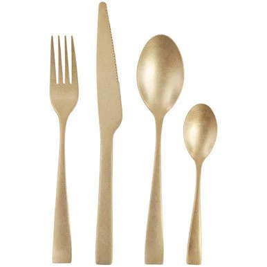 Avie 16 Piece Antique Gold Cutlery Set - Image 5