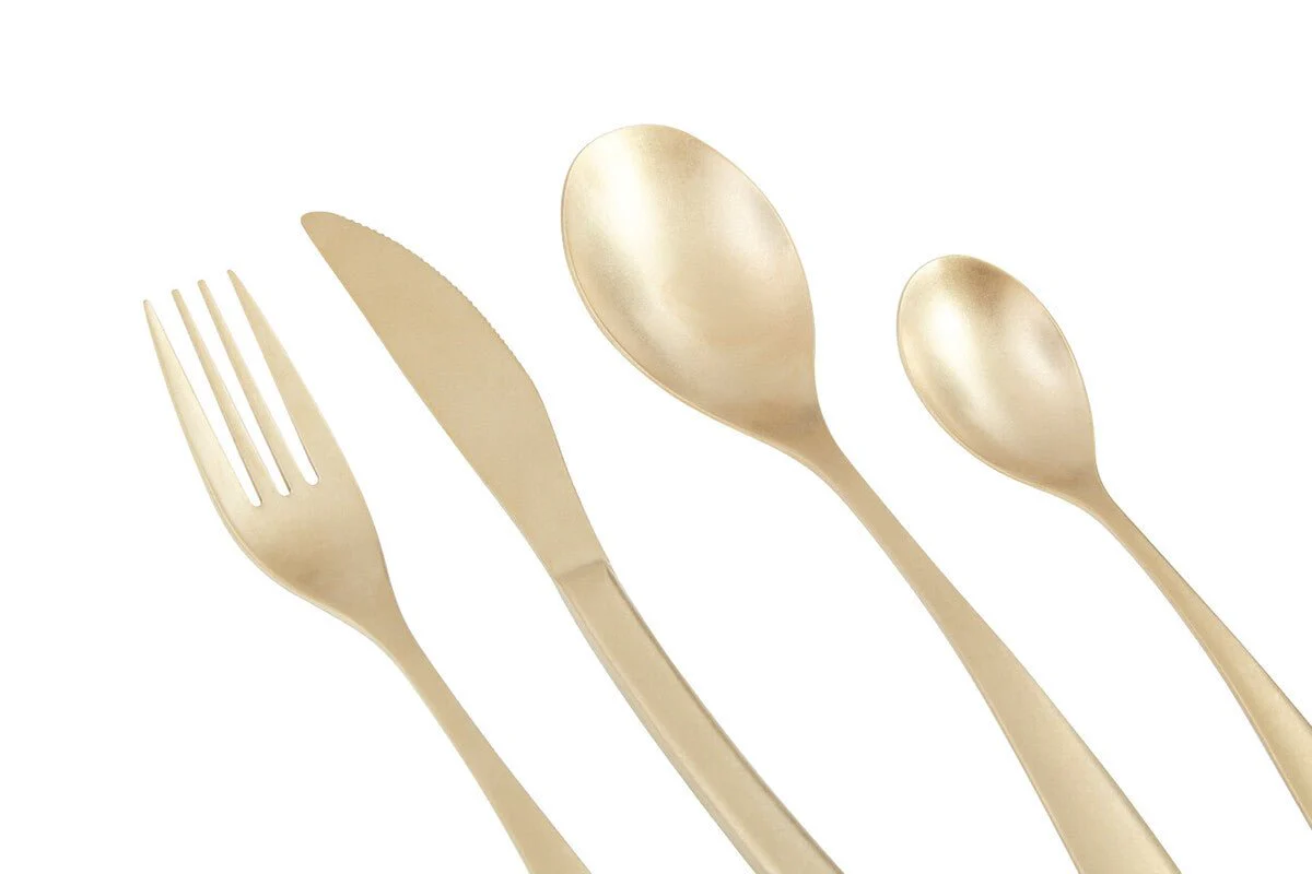 Avie 16 Piece Antique Gold Finish Cutlery Set - Image 21