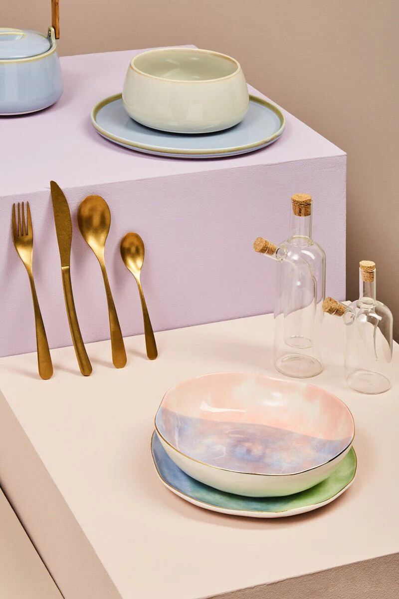 Avie 16 Piece Antique Gold Finish Cutlery Set - Image 6