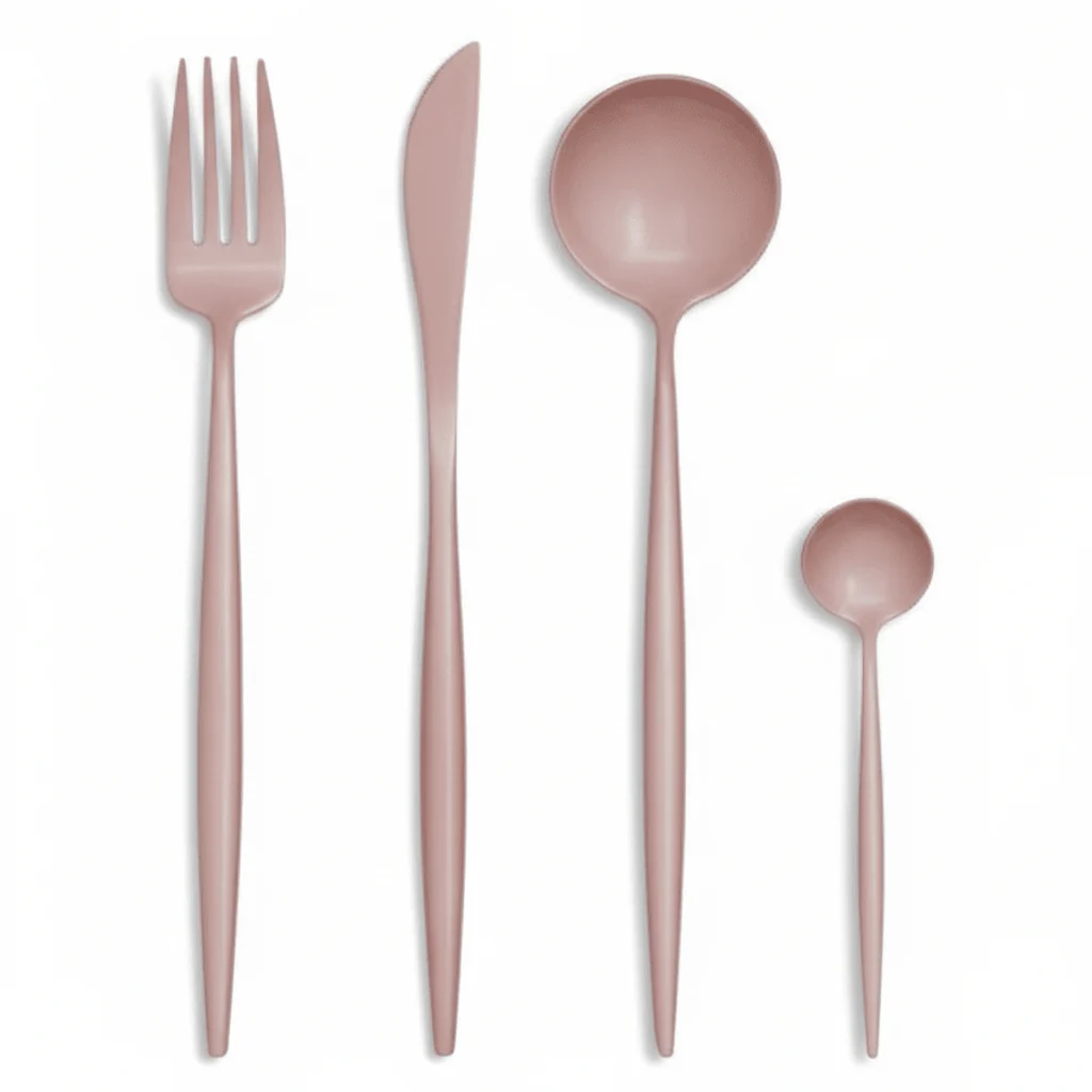 Avie 16 Piece Matte Pink Finish Cutlery Set