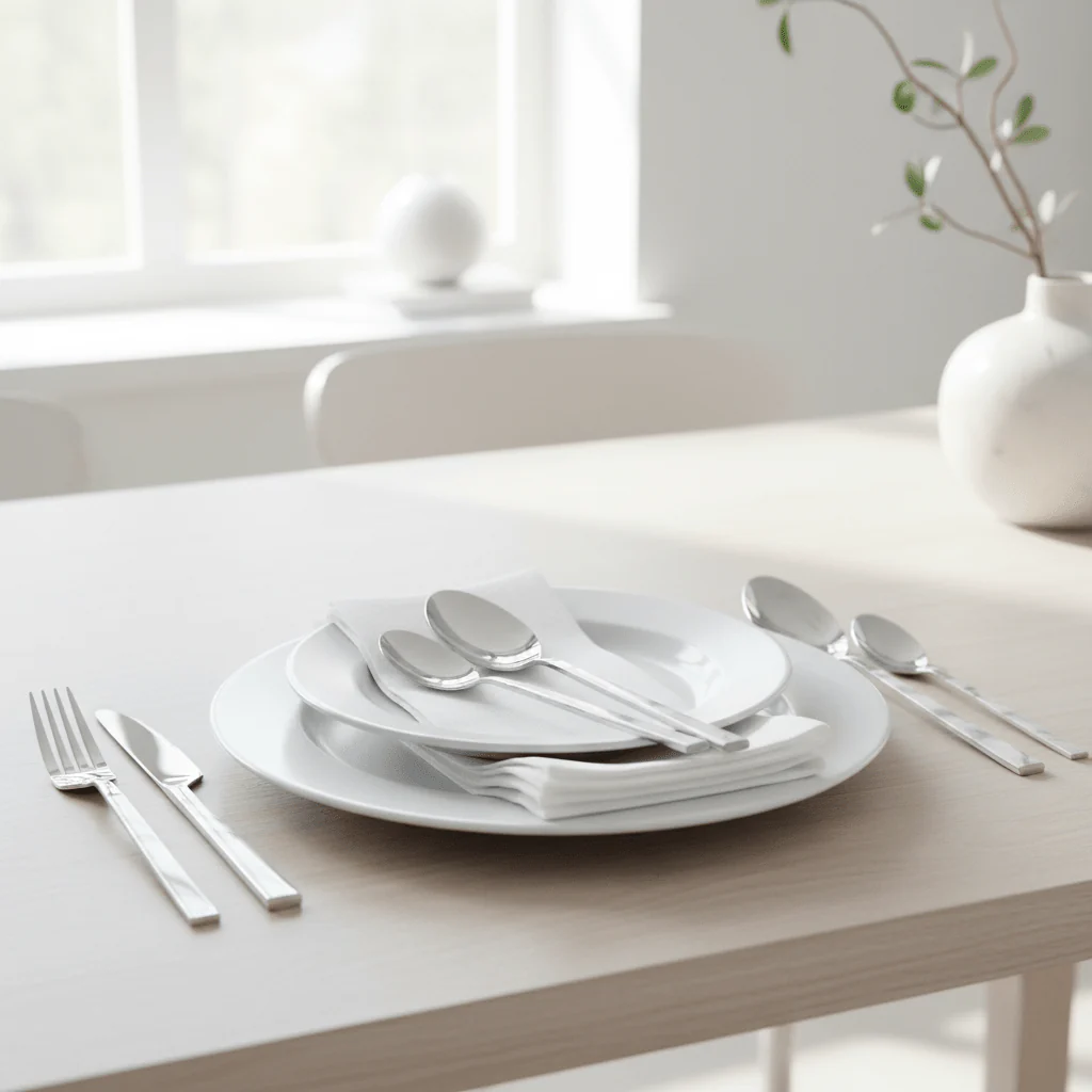 Avie 16 Piece White Faux Marble Cutlery Set - Image 3