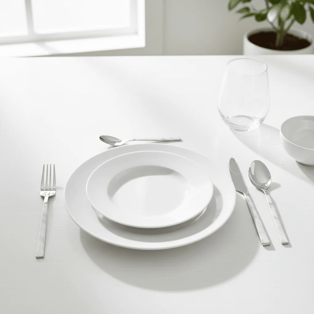 Avie 16 Piece White Faux Marble Cutlery Set - Image 4