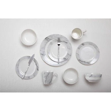 Avie 16 Piece White Faux Marble Cutlery Set - Image 6