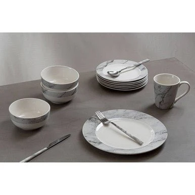 Avie 16 Piece White Faux Marble Cutlery Set - Image 8