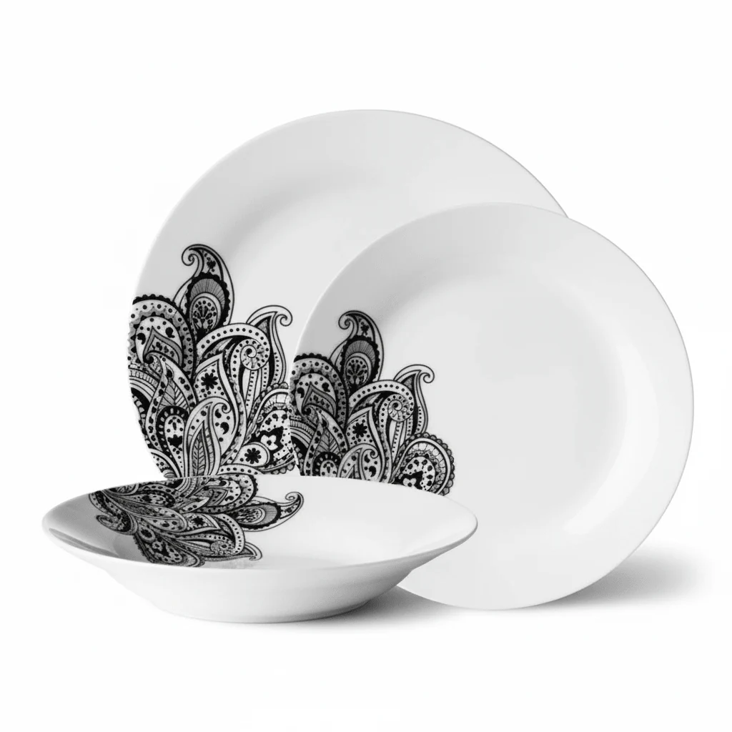 Avie Prince 12 Piece Black Dinner Set