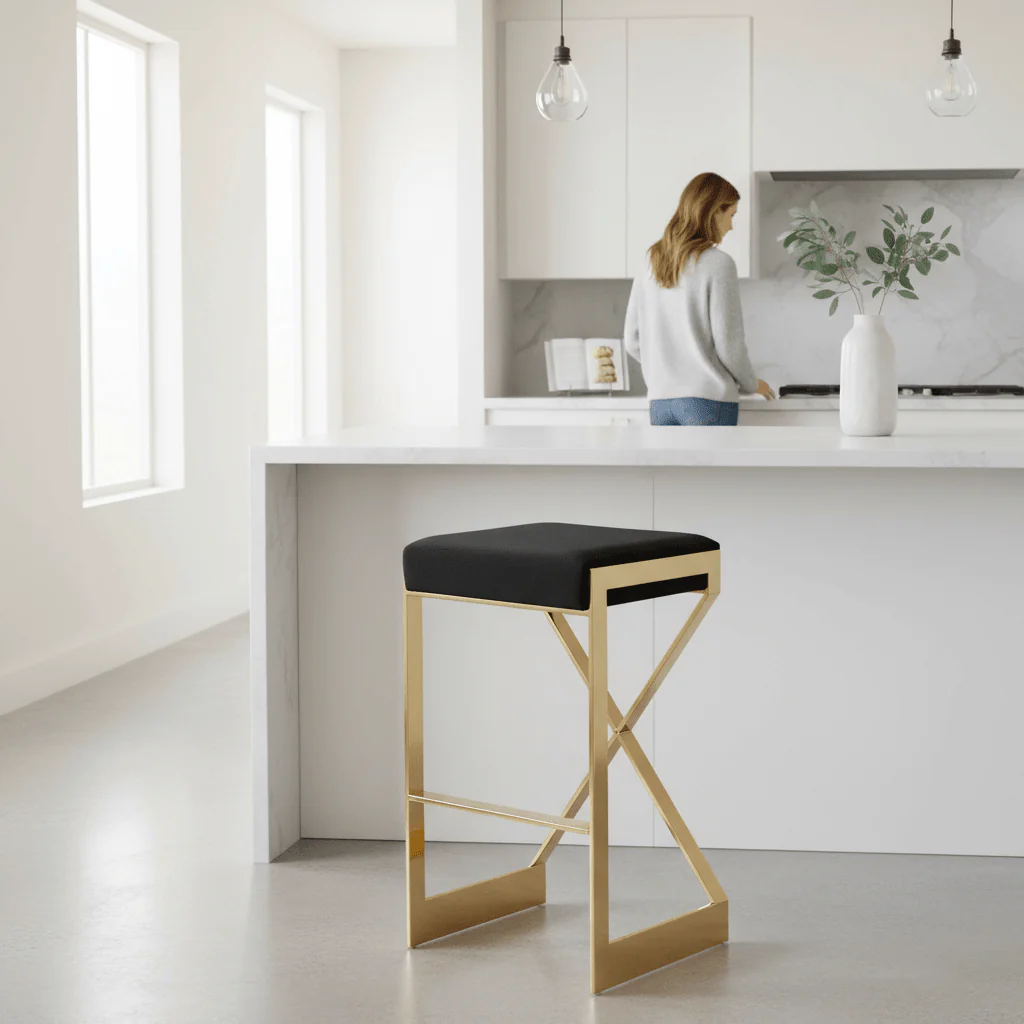 Azalea Black And Gold Finish Bar Stool - Image 2