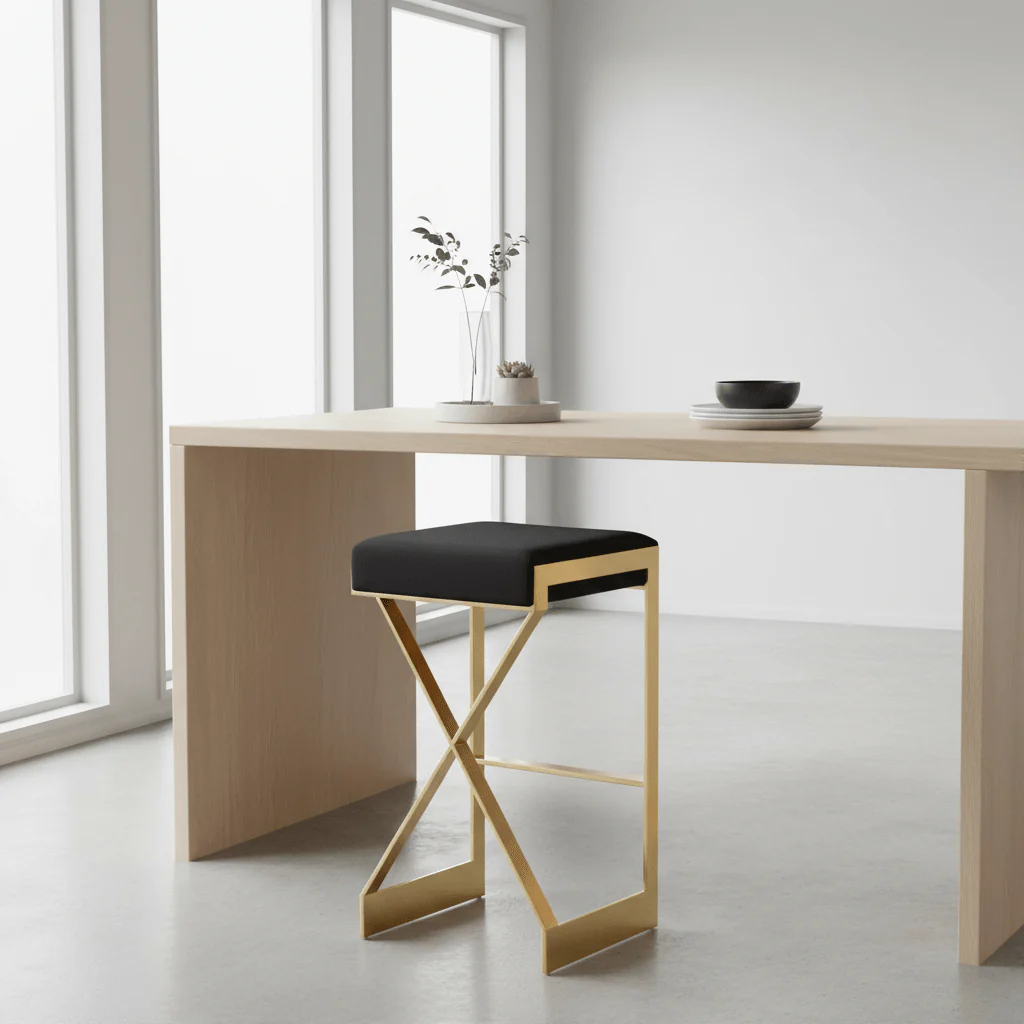 Azalea Black And Gold Finish Bar Stool - Image 3