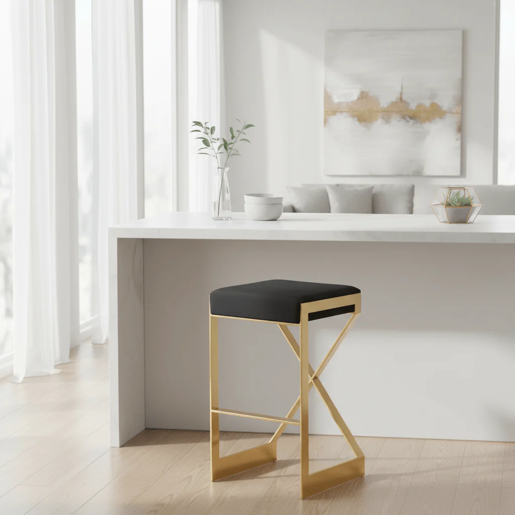 Azalea Black And Gold Finish Bar Stool - Image 4