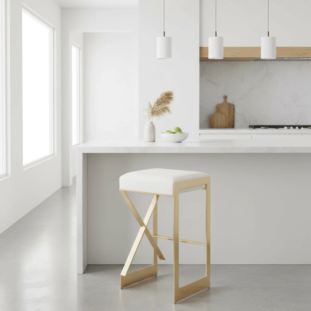 Azalea Ivory And Gold Finish Bar Stool - Image 3