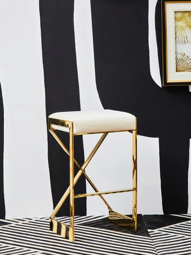 Azalea Ivory And Gold Finish Bar Stool - Image 9
