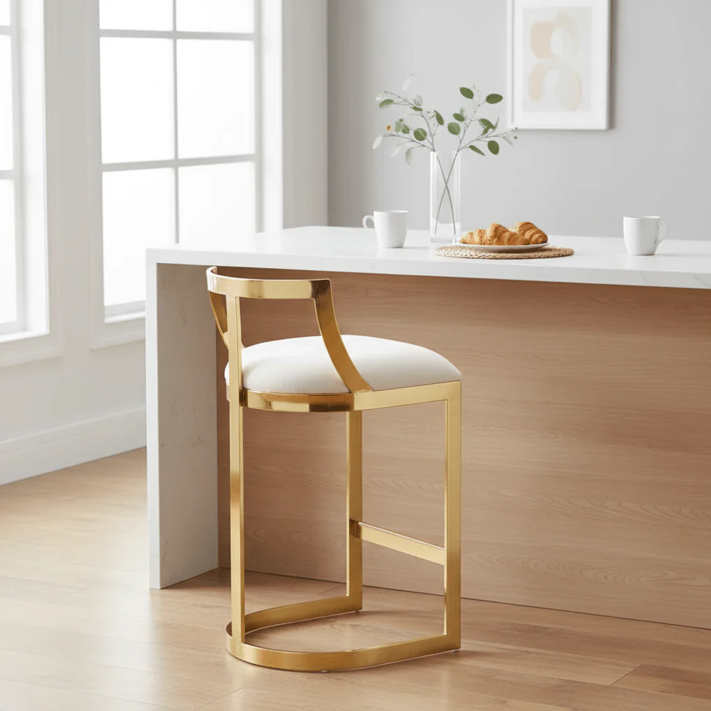 Azalea Ivory Velvet Bar Stool - Image 3