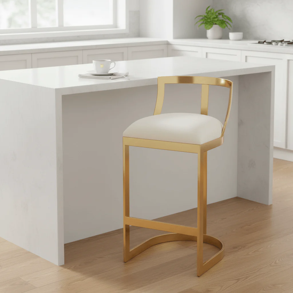 Azalea Ivory Velvet Bar Stool - Image 4