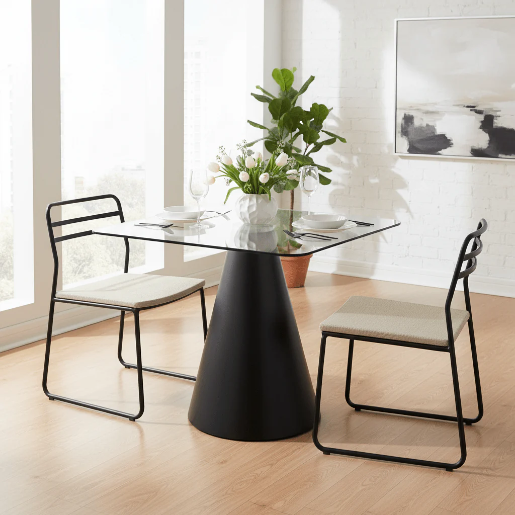 Azalea Square Clear Glass Top Dining Table - Image 3