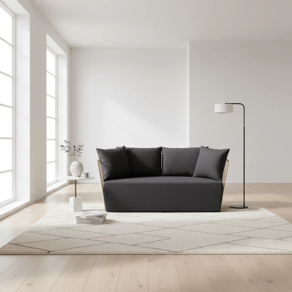 Azalea Two Seat Black Fabric Sofa - Image 3