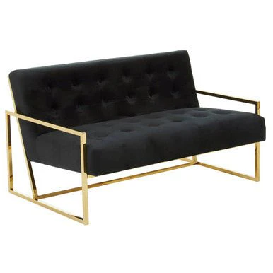 Azalea Two Seat Black Velvet Sofa - Image 5