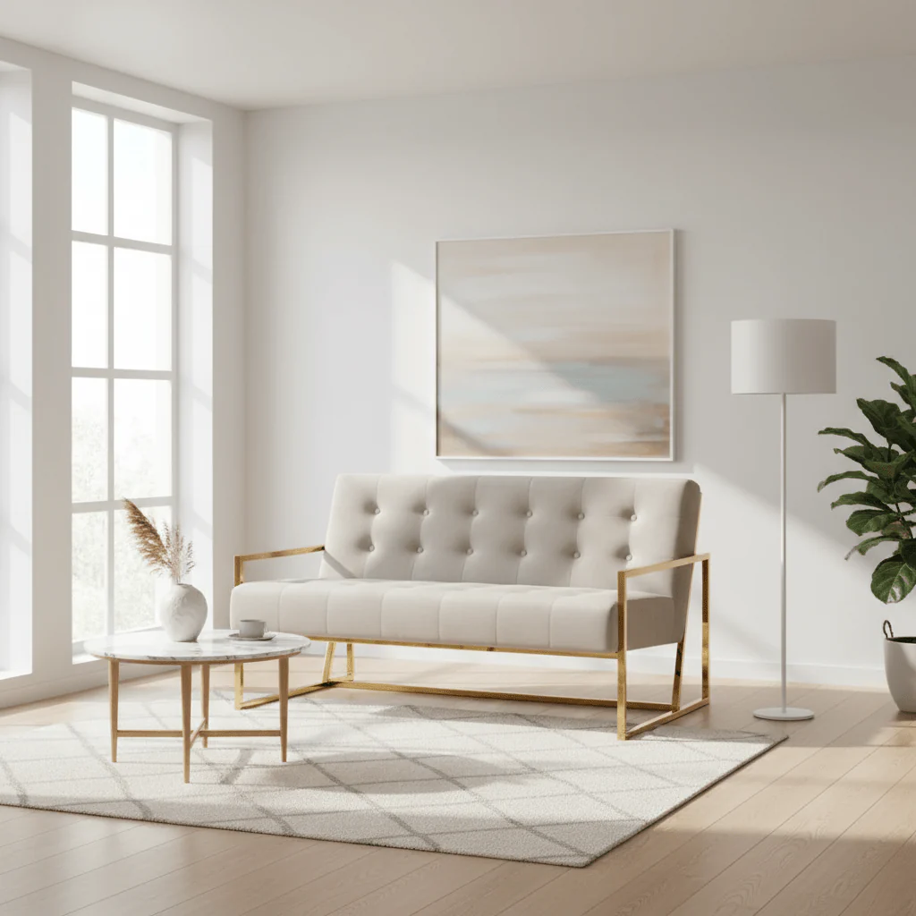 Azalea Two Seat Mink Velvet Sofa - Image 3
