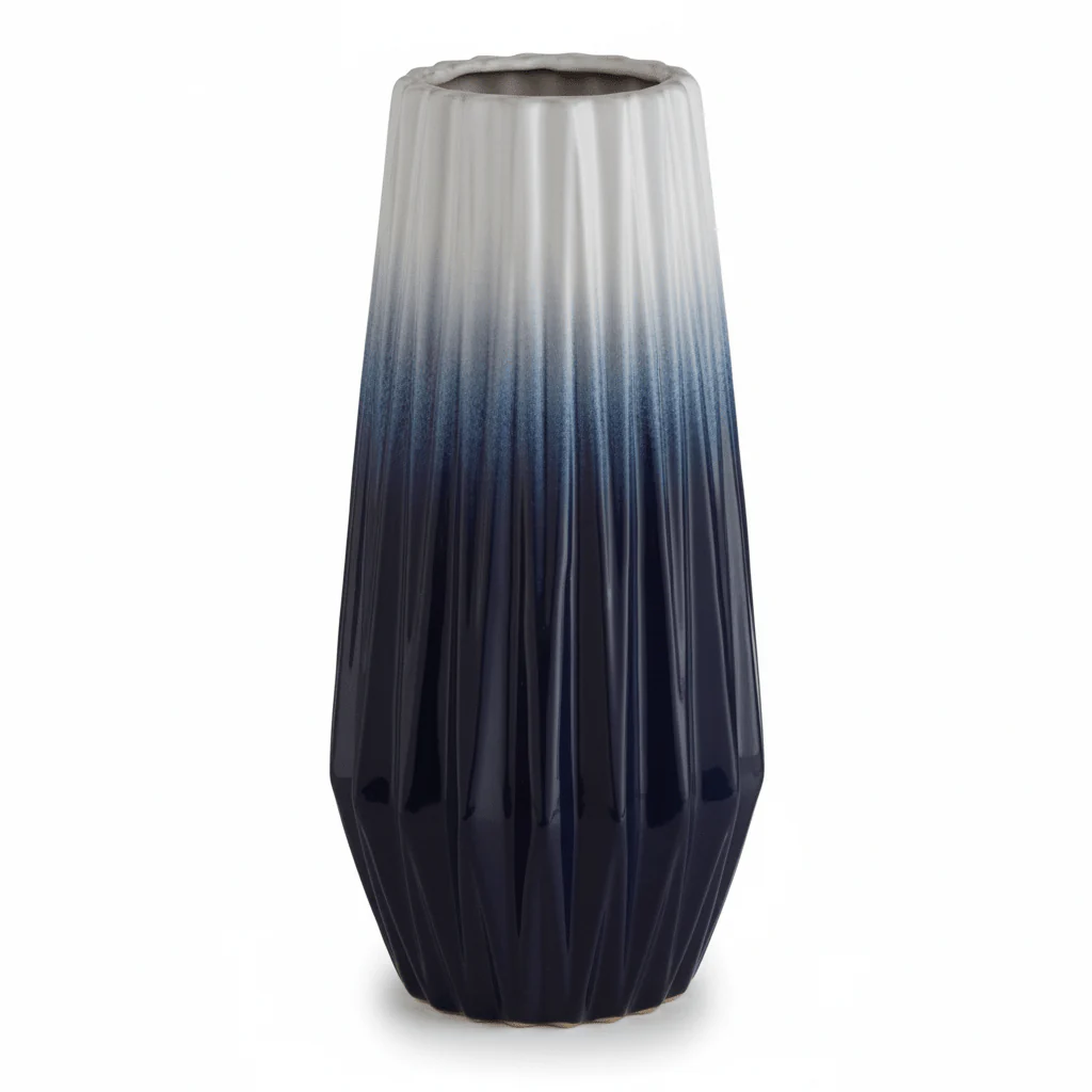 Azul Large Ombre Vase In Blue