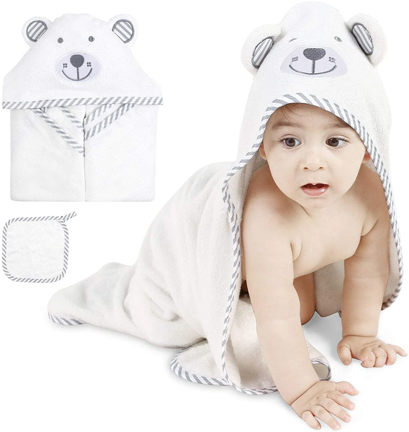 Baby Bath Towel Bear Ear Towel Plush Blanket Hooded Bathrobe - Image 7