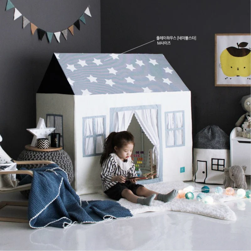 Baby Toy Storage Bag Play Mats Carpet For Children Room Decor Large Capacity Cute House Design Cotton Canvas Mat For Kids - Image 3
