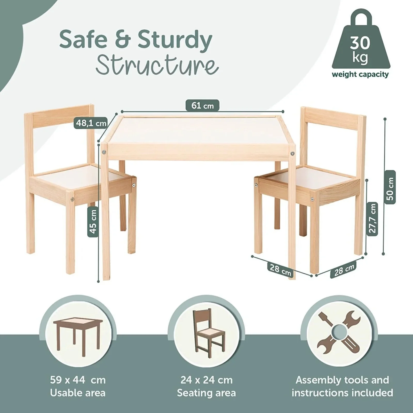 baby toys Montessori Wooden Table & Chair Set - Image 4