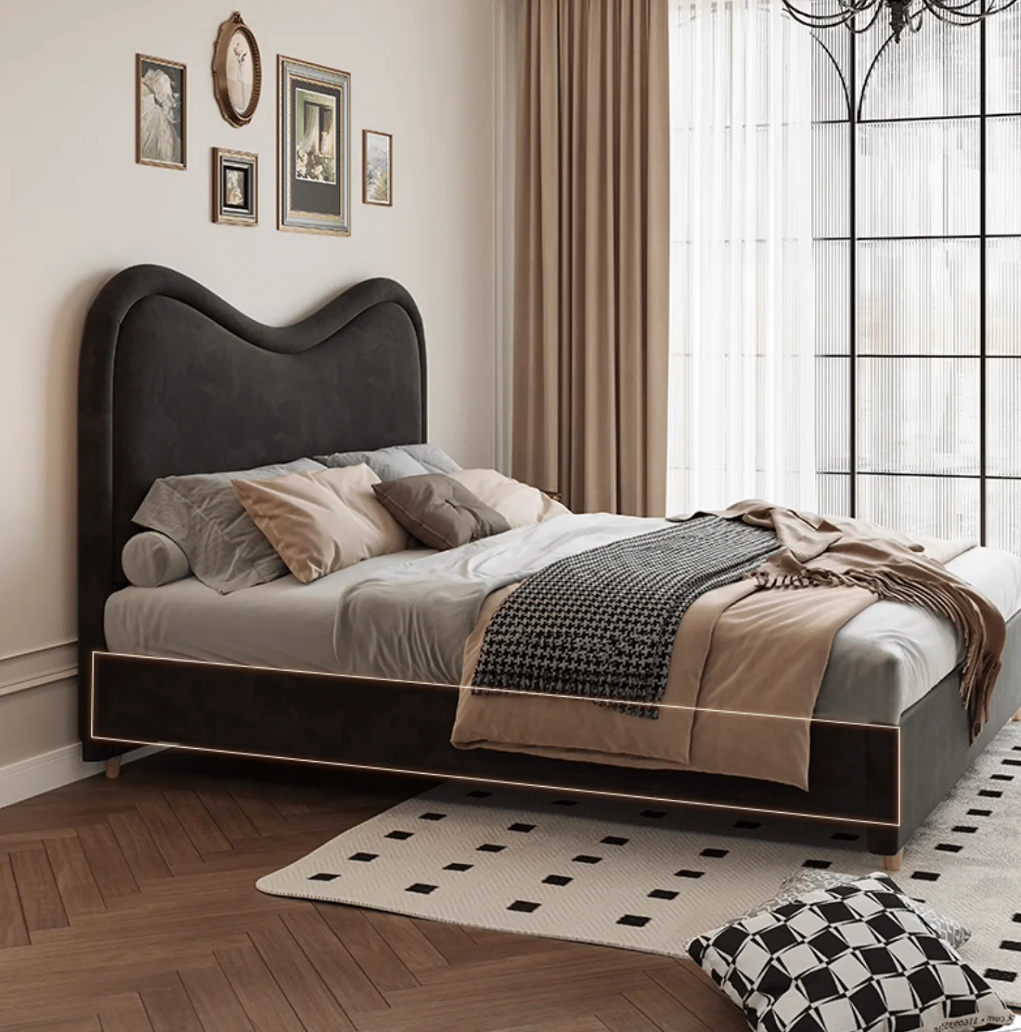 Baeyer King Size / Super King Size Bed, Velvet - Image 12