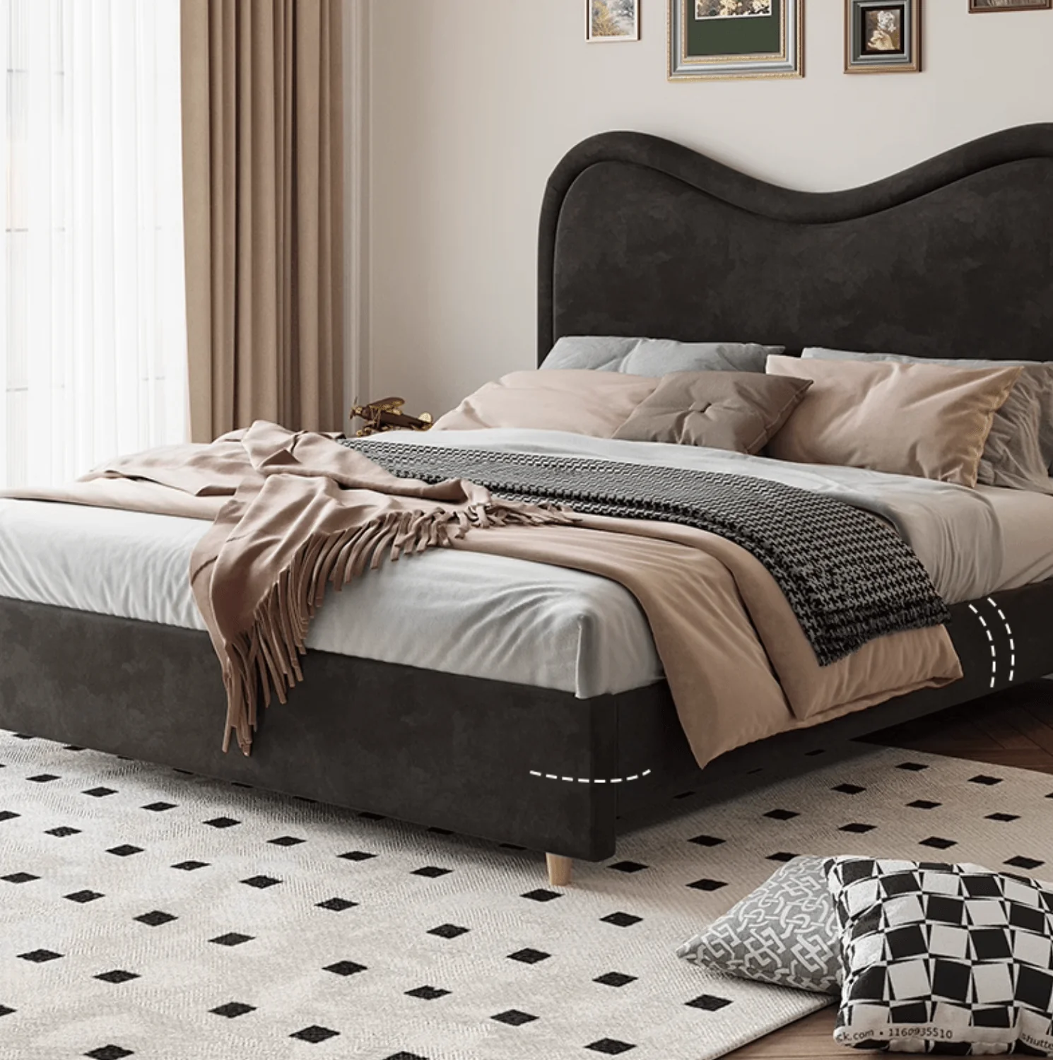 Baeyer King Size / Super King Size Bed, Velvet - Image 14