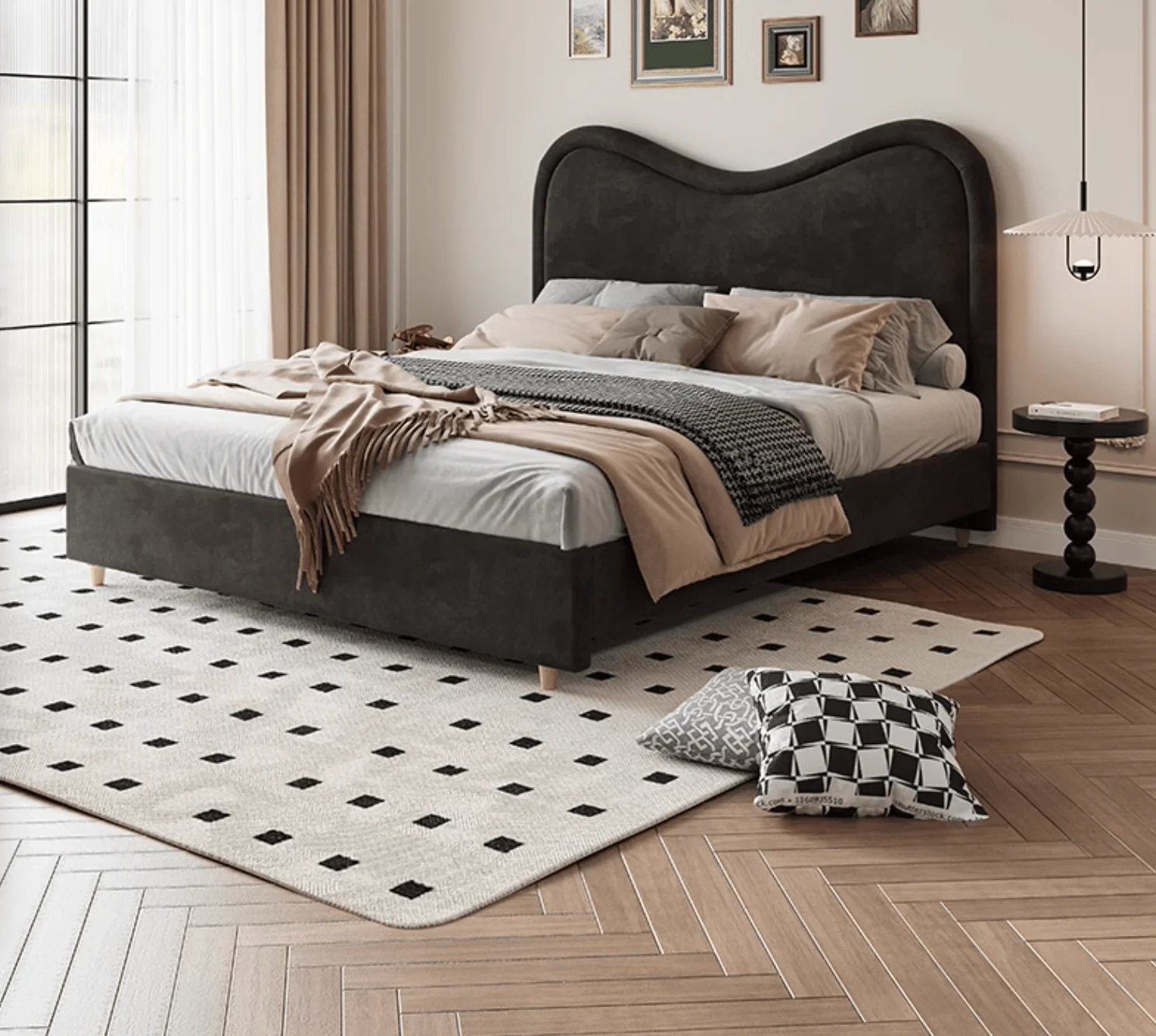 Baeyer King Size / Super King Size Bed, Velvet - Image 3