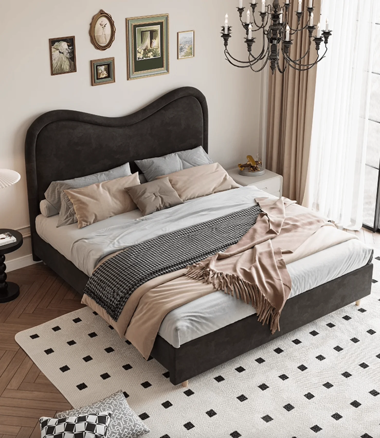 Baeyer King Size / Super King Size Bed, Velvet - Image 4