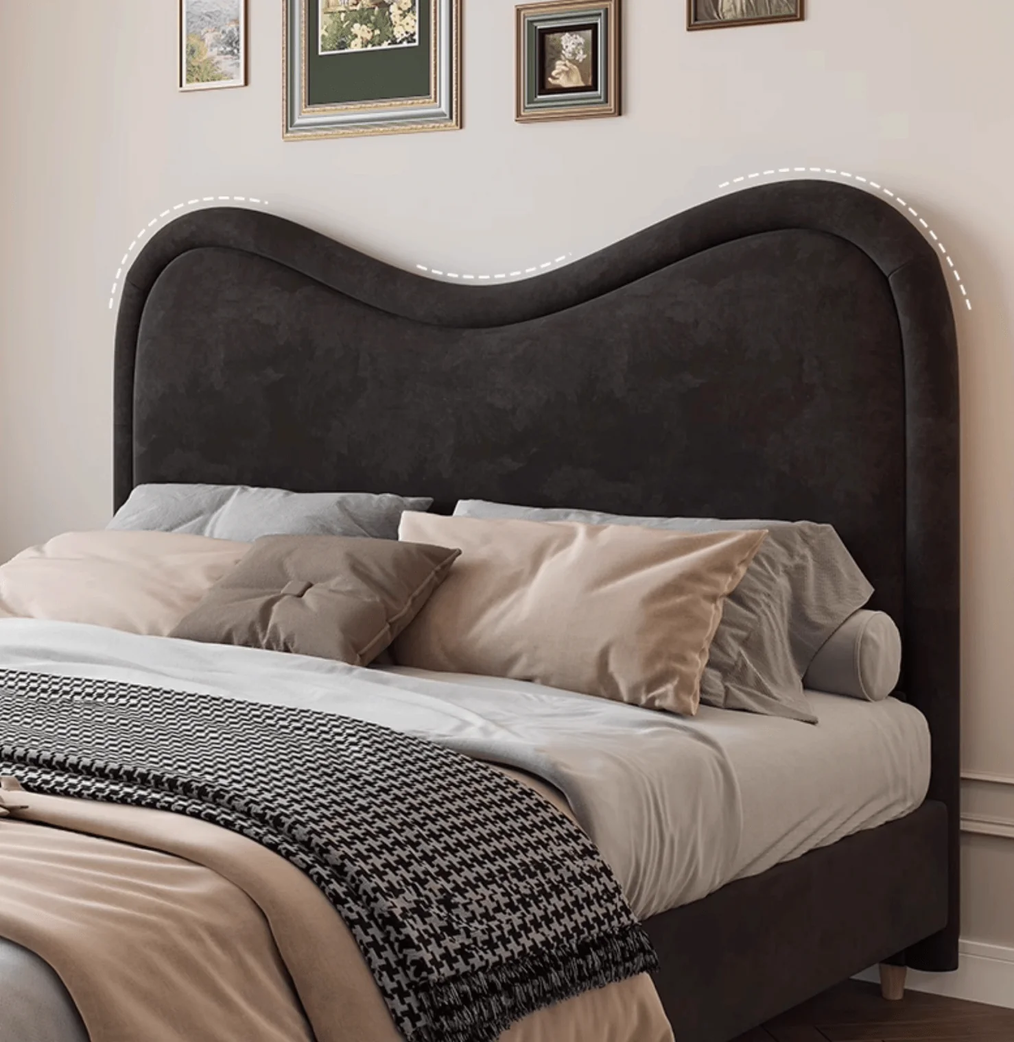 Baeyer King Size / Super King Size Bed, Velvet - Image 6