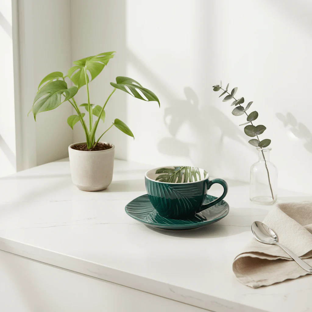 Bali Dark Green Cup And Saucer - Image 3