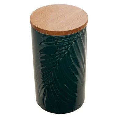 Bali Dark Green Large Storage Jar with Bamboo Lid - Image 5