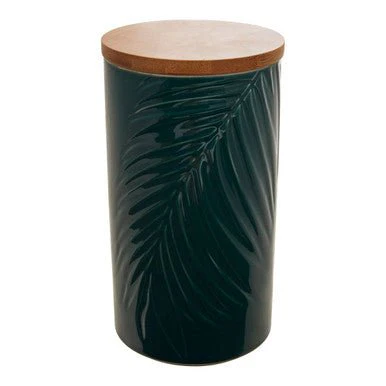 Bali Dark Green Large Storage Jar with Bamboo Lid - Image 9