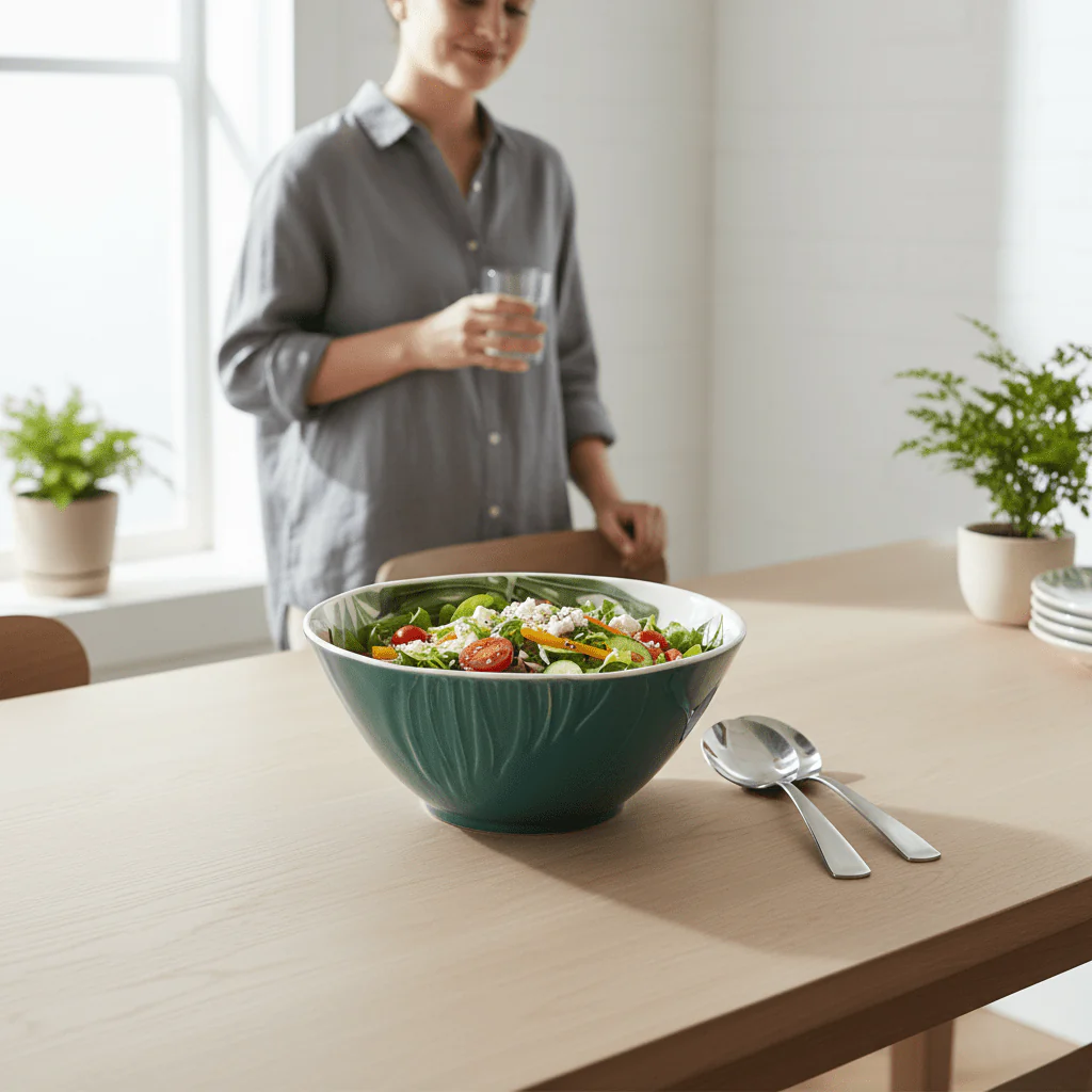 Bali Dark Green Small Salad Bowl - Image 2