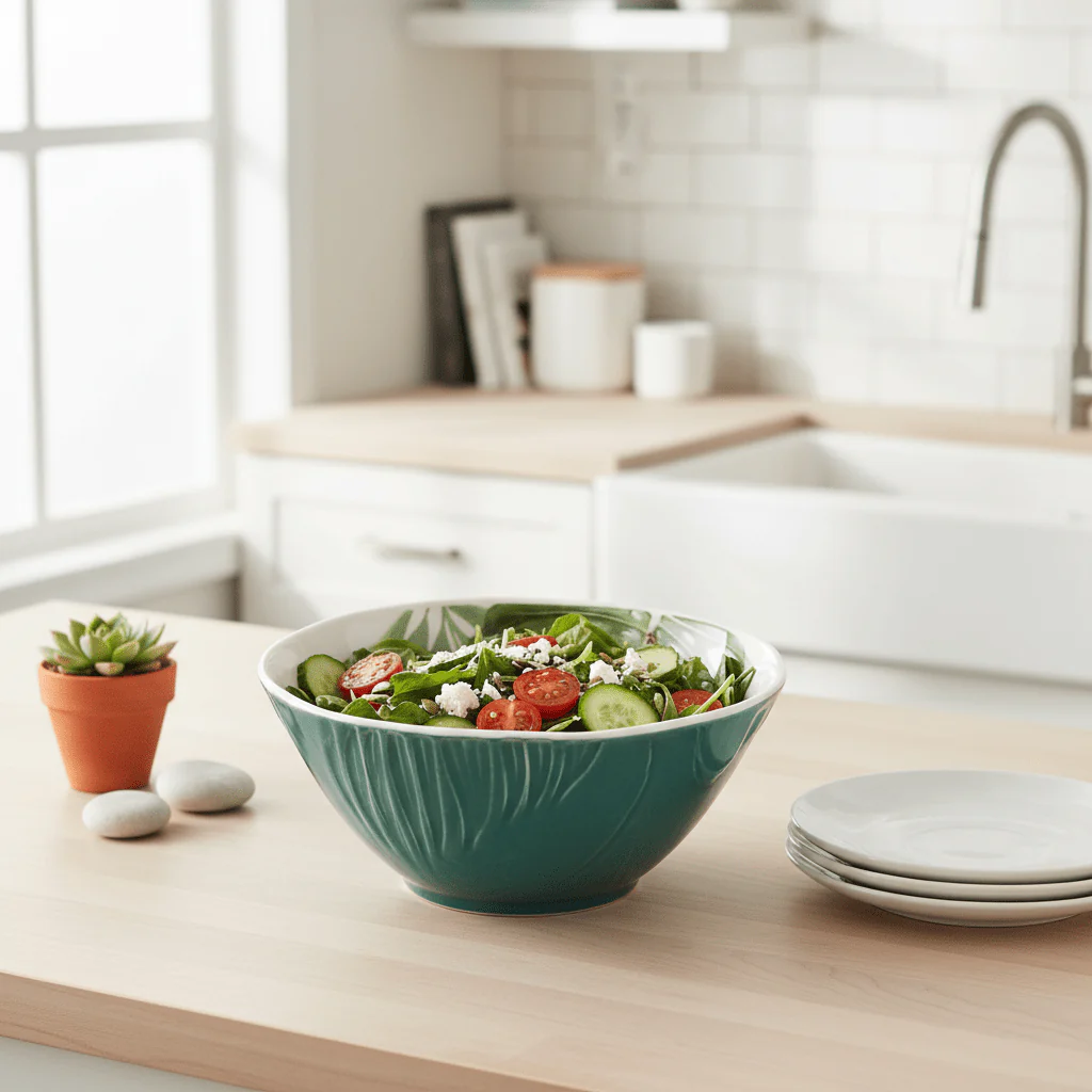 Bali Dark Green Small Salad Bowl - Image 3
