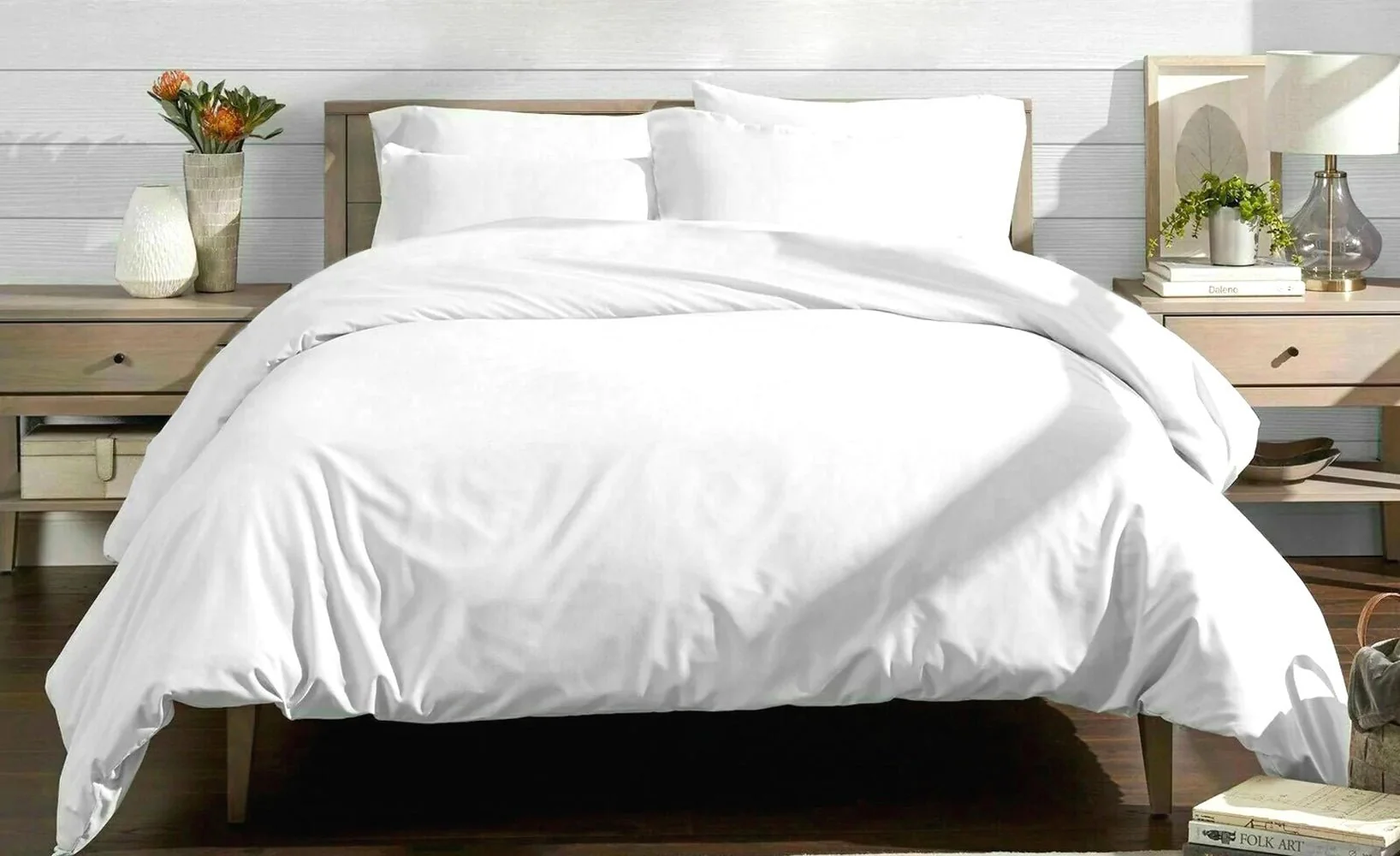 Bamboo Duvet Cover Bed Set in White - Image 2